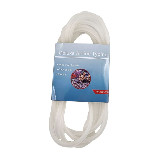 Deluxe airline tubing, 10 feet, flexible, crack and kink resistant, ideal for aquariums and aquatic setups.