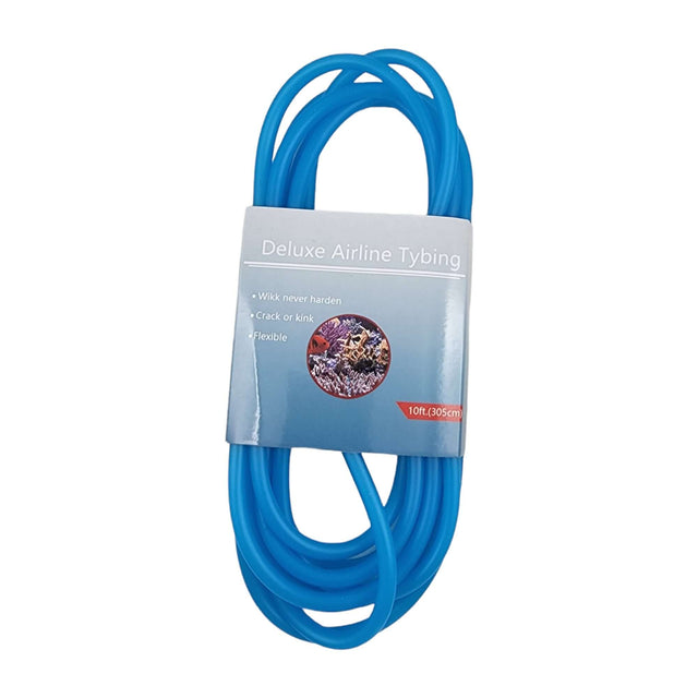 Blue deluxe airline tubing packaging, showcasing flexible, crack-resistant design for aquarium use.