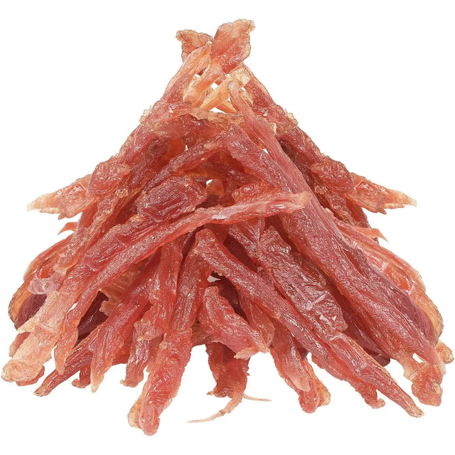 Dog Fest Duck Fillets 90g treats stacked, showcasing natural duck meat for dogs, ideal for training rewards or snacks.