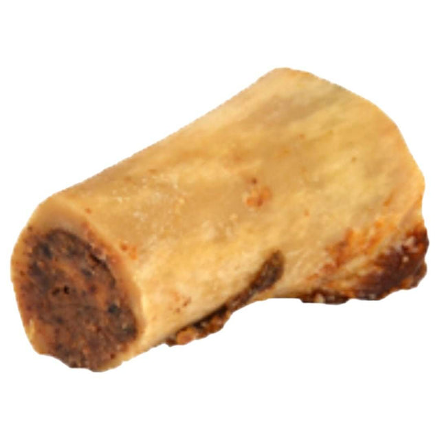 Air-dried beef bone dog treat, single ingredient, grain-free, natural meat for dogs, approximately 5x5cm.