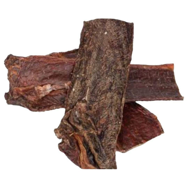 Natural beef jerky flats for dogs, grain-free, air-dried, single ingredient, 100g treat.