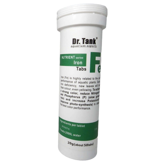 Dr. Tank Fe Iron Tablets 20g for aquatic plants, improves color performance, 50 pieces, nutrient series.