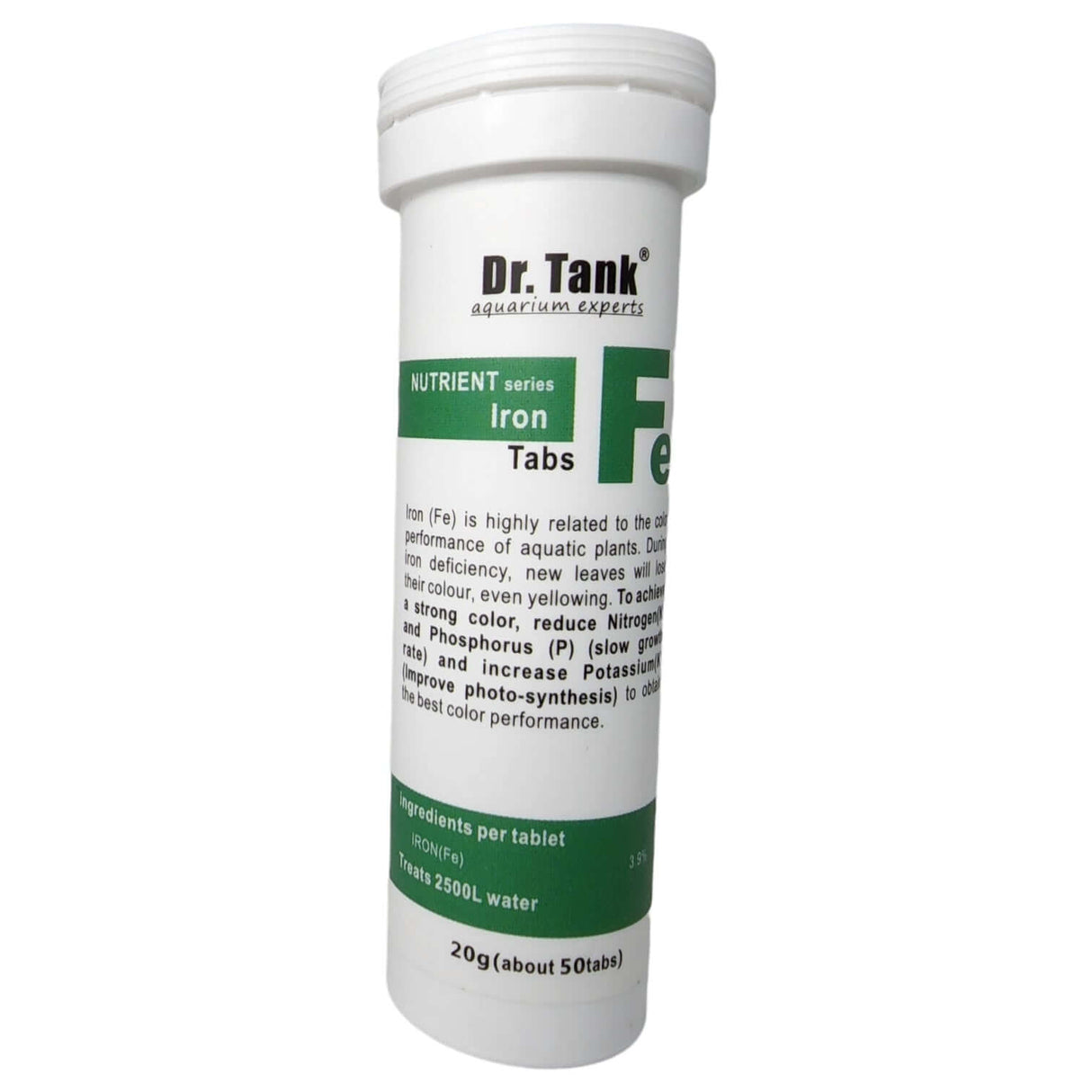 Dr. Tank Fe Iron Tablets 20g for aquatic plants, improves color performance, 50 pieces, nutrient series.