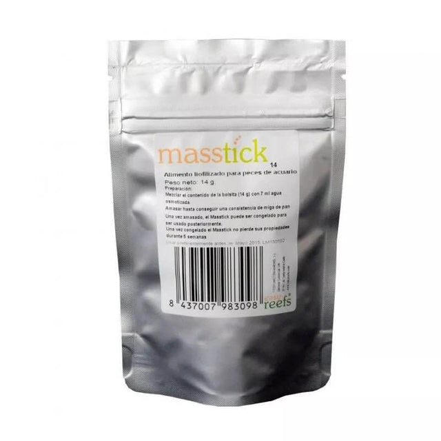Easy Reefs DKI Marine Masstick Fish Food 14g packaging, ideal for feeding marine fish directly from tank surfaces.