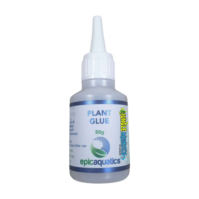 Epic Aquatics Plant Glue 50g bottle for aquatic plants, featuring easy application for hardscapes and optimal binding.