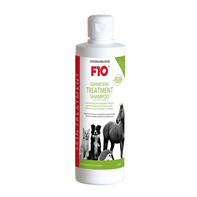 F10 Germicidal Treatment Shampoo 250ml for pets, effective against yeast and fungi, including ringworm.