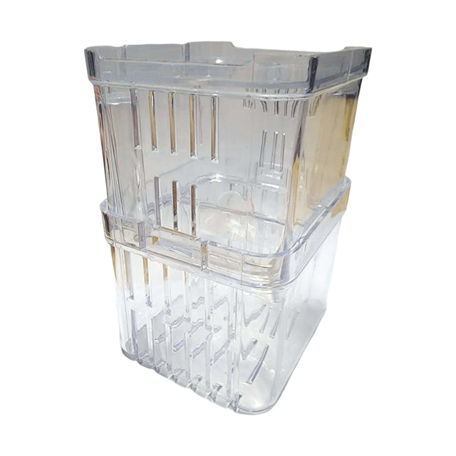 Fish isolation and breeding boxes, clear plastic design for safe aquatic environments and nurturing young fish.