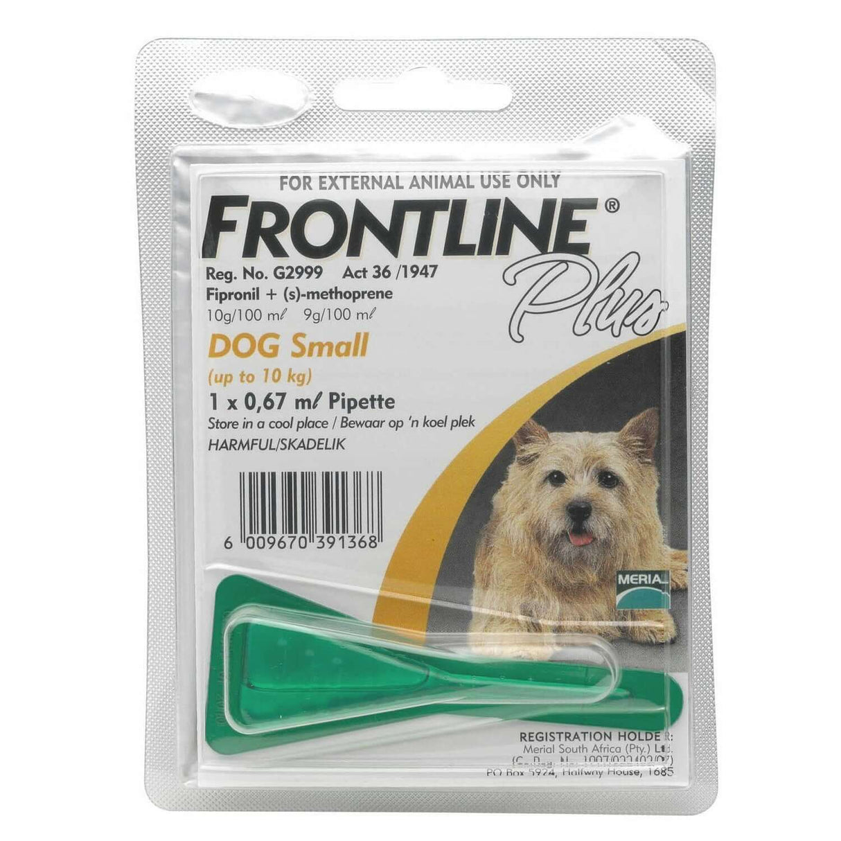 Frontline Plus for Dogs - Flea and Tick Treatment for Small Dogs, 0.67ml Pipette Packaging.