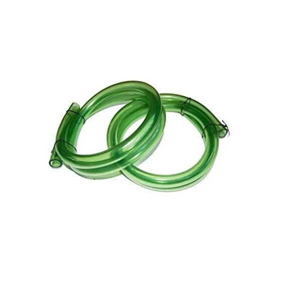 Two green flexible hoses suitable for aquarium filtration systems and water circulation applications.