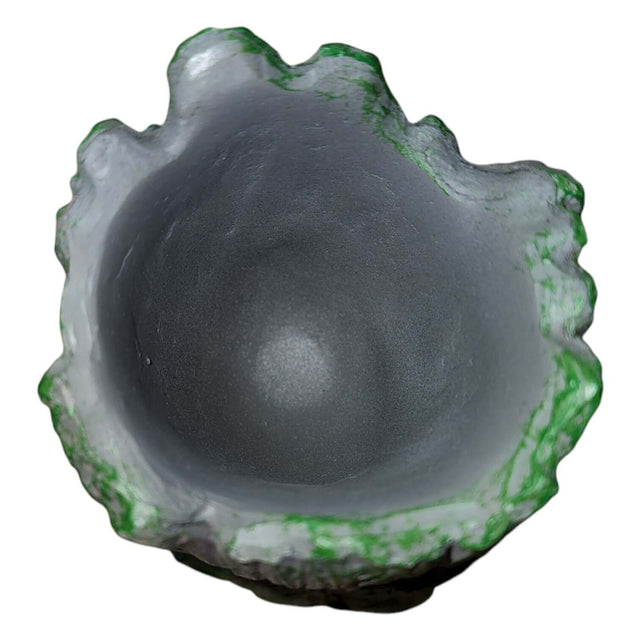 Inside view of Groot flower pot head ornament, showcasing its unique textured design and green accents. Perfect for plants or desk decor.