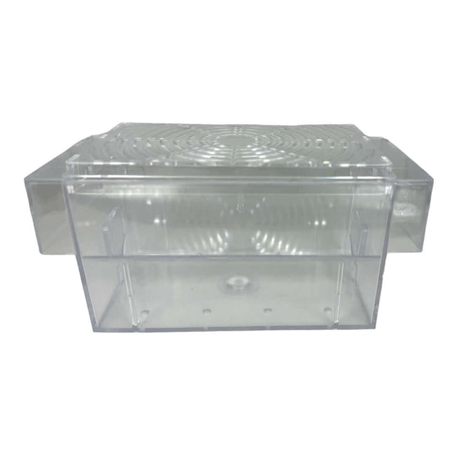 Clear Guppy Floating Breeding Trap for safe breeding of guppies and small fish in aquariums.