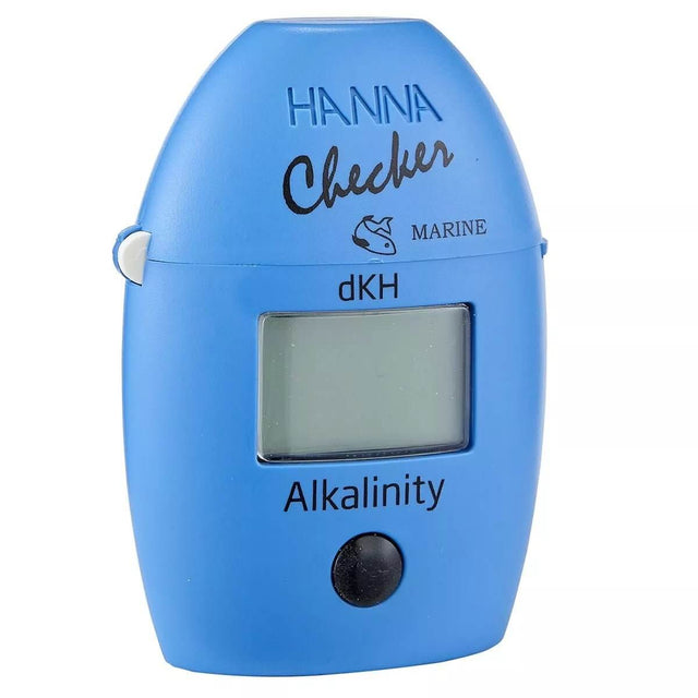 Hanna HI772 dKH Alkalinity Checker Marine, blue colorimeter with LCD display for accurate aquarium readings.