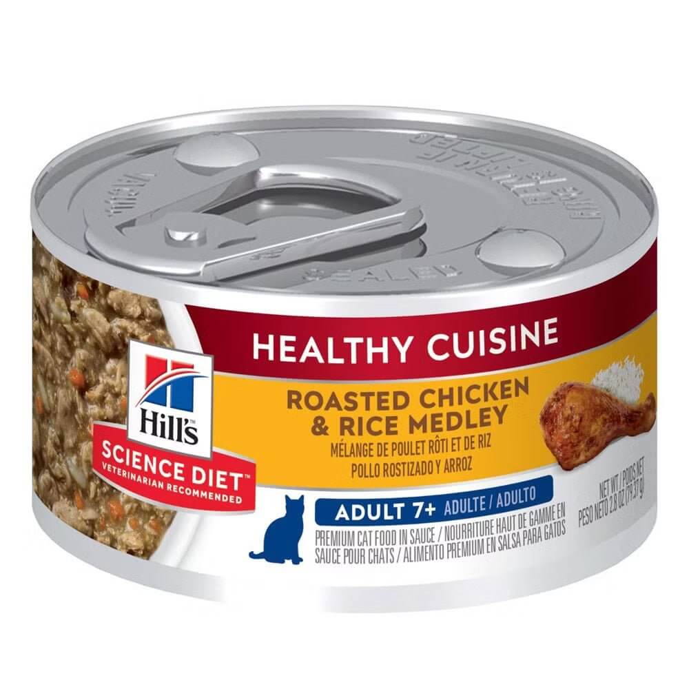 Hill's Science Plan Mature Adult Wet Cat Food Chicken & Rice Tin for delicious flavor and balanced nutrition.