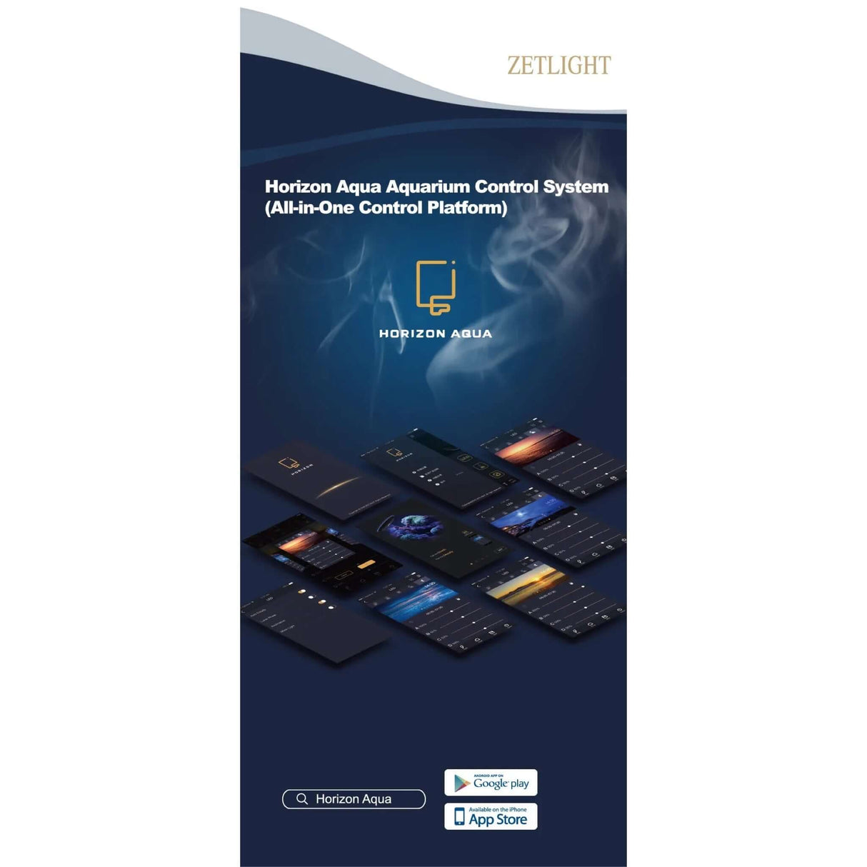 Horizon Aqua Aquarium Control System overview, showcasing the all-in-one control platform for aquariums by Zetlight.