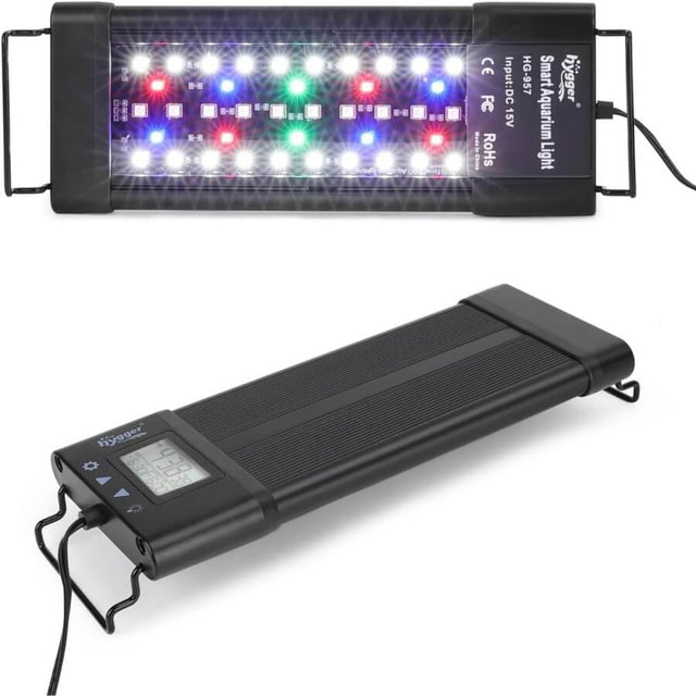 Hygger Aquarium Programmable LED Light showcasing vibrant colors and multiple lighting modes for aquatic enjoyment.