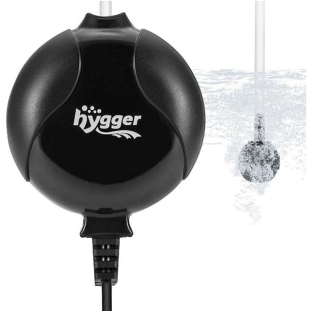 Hygger Mini Air Pump for aquariums and hydroponic systems, featuring ultra-quiet operation and sleek design.