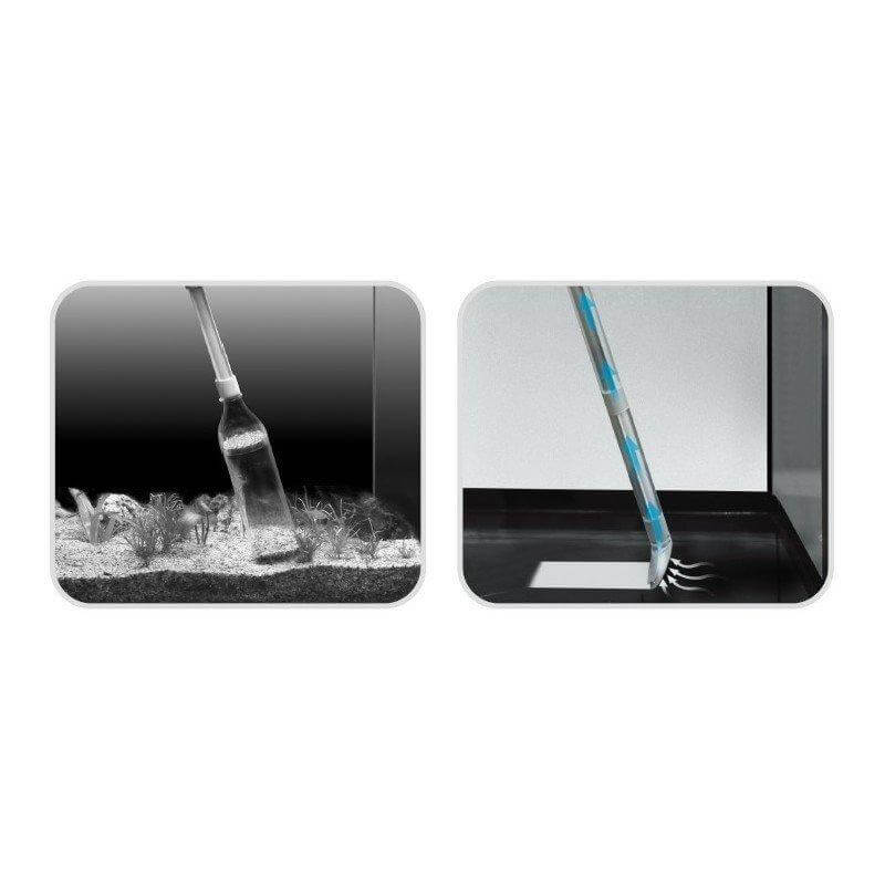 Ista All-in-One Maintenance Set showing gravel siphon and water vacuum cleaner in action for effective aquarium cleaning.