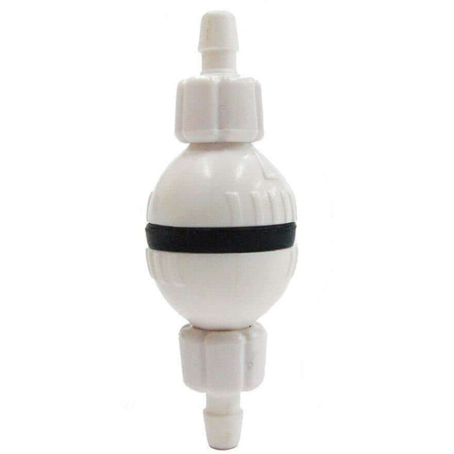 ISTA Spring Stop Check Valve in white, designed for preventing backflow in air pump and CO2 applications. Easy to clean.