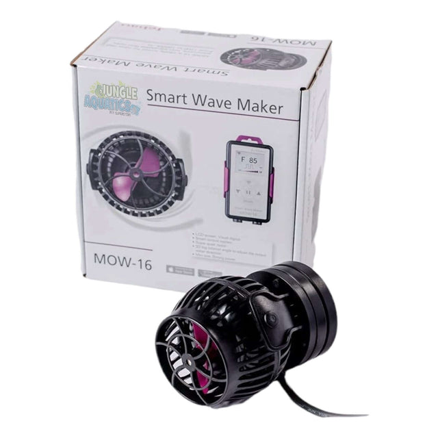 Jebao MOW Smart Wave Maker with LCD Controller and packaging for saltwater aquarium use.