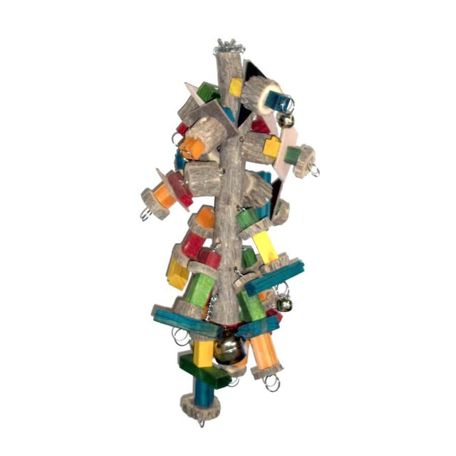 Jumbo Macaw #2 Bird Toy with Sekelbos and Chain, colorful wooden and rope design for pet bird entertainment.