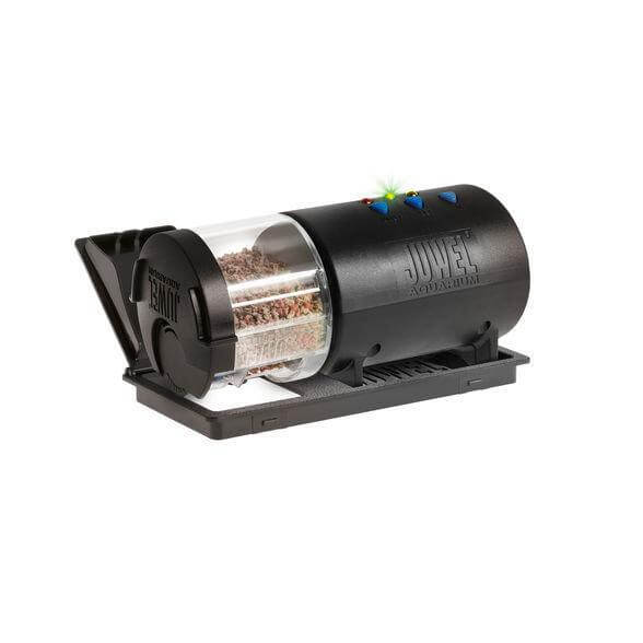 Juwel Automatic EasyFeed Feeder designed for aquariums, featuring adjustable feed container and programmable feeding cycles.
