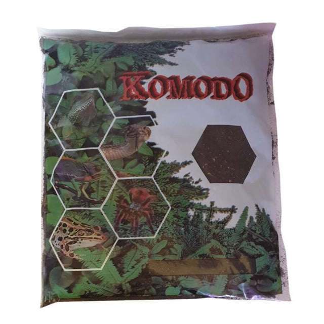 Komodo Spider Peat packaging featuring natural habitat imagery for optimal spider care and moisture retention.