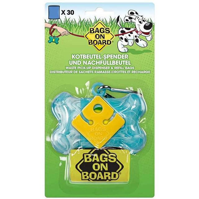 Marble Turq Bone Dispenser with 30 bags, featuring a playful bone design for convenient dog waste pickup.