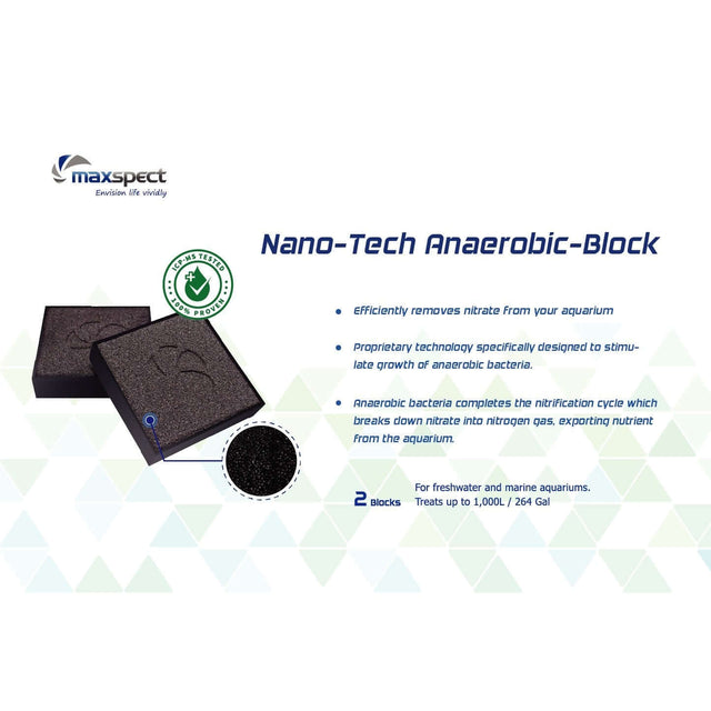 Maxspect Nano-Tech Anaerobic Block - effectively removes nitrate, enhances anaerobic bacteria growth for aquariums, 2 blocks included.