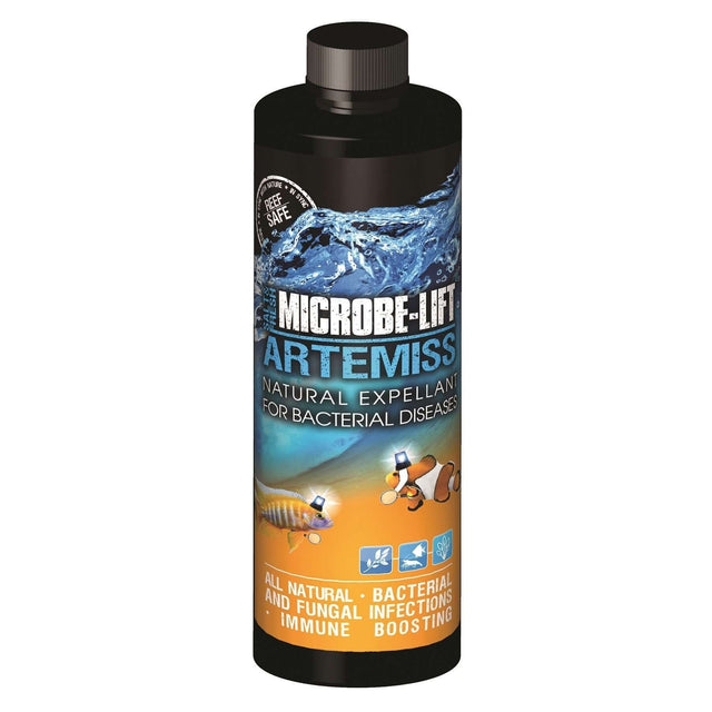 Microbe-Lift Artemiss natural expellant bottle for bacterial diseases in fresh and saltwater, safe and effective treatment.