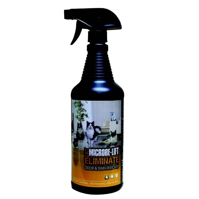Microbe-Lift Cat Stain and Odor Remover spray bottle, effective formula for eliminating pet odors and stains naturally.