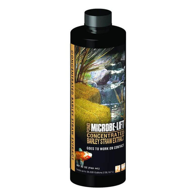 Microbe-Lift Concentrated Barley Straw Extract bottle for pond water clarity and natural balance.