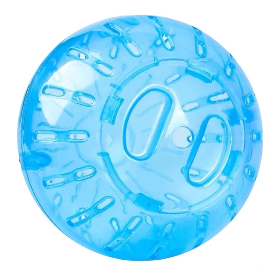 Mini hamster exercise ball in blue, designed for small hamsters to promote exercise and play.