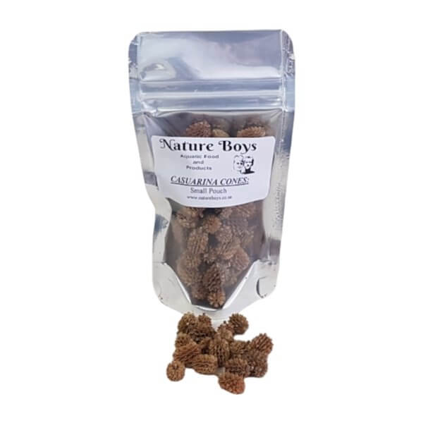 Nature Boys Casuarina Cones small pouch for aquariums, enhancing freshwater shrimp habitats and aquascape aesthetics.