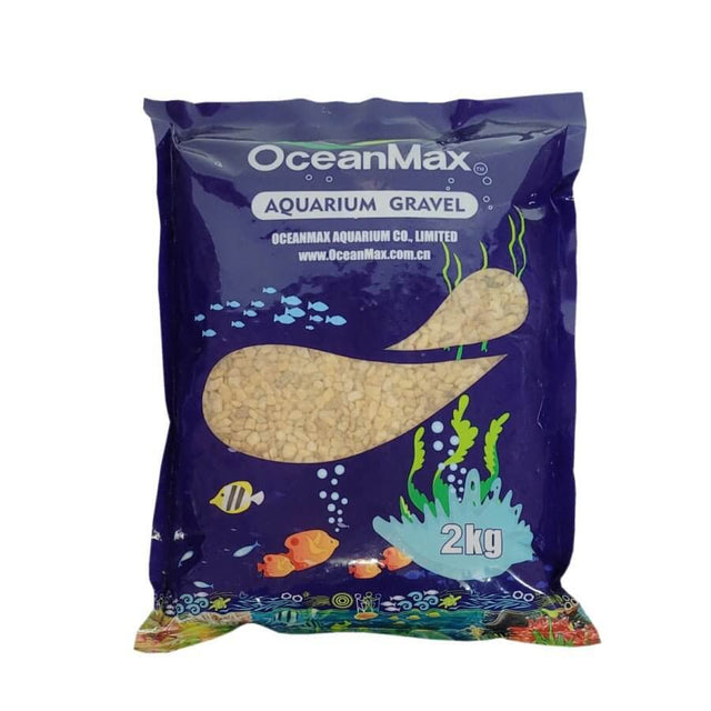 OceanMax aquarium gravel bag, 2kg, ideal for creating a natural substrate in freshwater and marine aquariums.