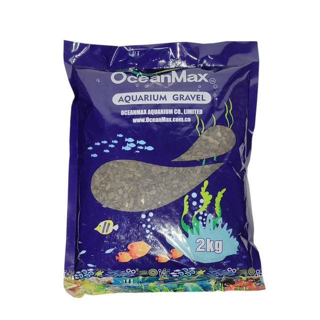 OceanMax aquarium gravel bag 2kg, ideal for enhancing aquatic habitats and promoting healthy environments.