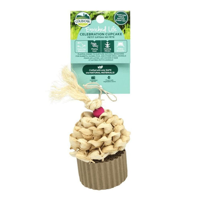 Oxbow Enriched Life Celebration Cupcake made from pet-safe materials for exploring, playing, and chewing fun.