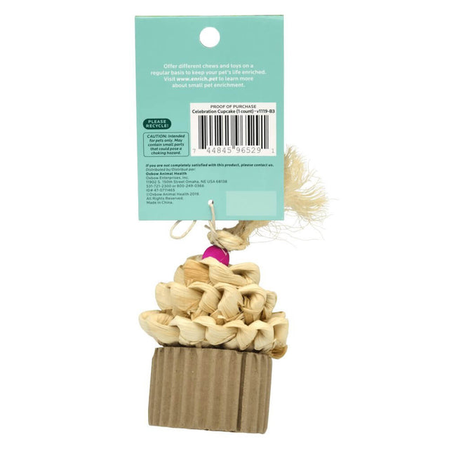 Oxbow Enriched Life Celebration Cupcake for pets, made from 100% pet-safe materials for chewing and play.