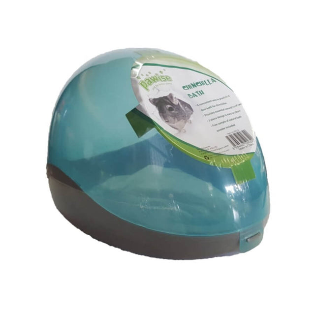 Pawise chinchilla bath in teal, designed for easy cleaning and healthy grooming of pet chinchillas.