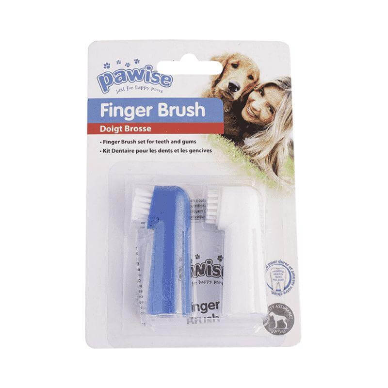 Pawise Finger Toothbrush 2 pack for pets, featuring soft bristles for gentle teeth and gum cleaning.