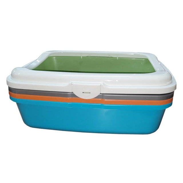 Colorful Pawsome Cat Litter Tray with Rim, designed for comfort and ease of use, featuring durable plastic construction.