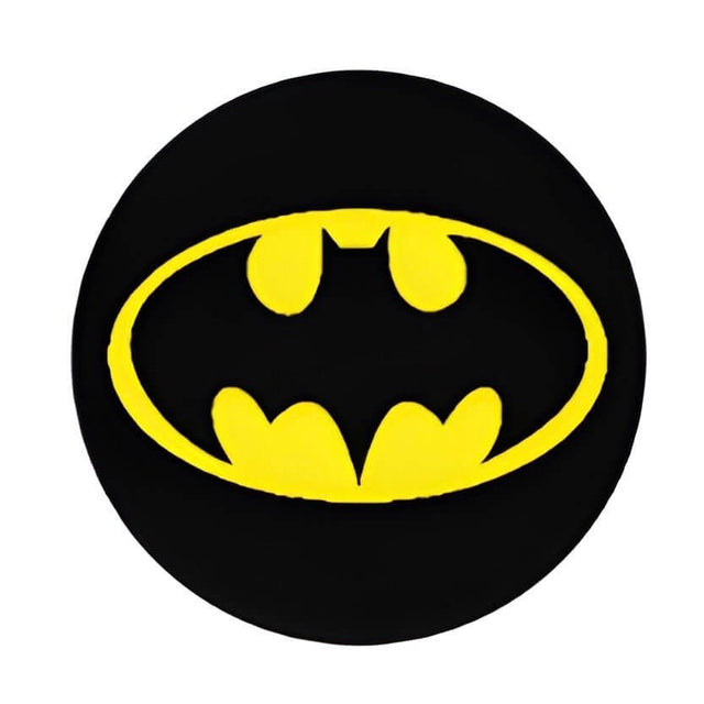 Batman logo on black background, perfect for pet ID tags and accessories featuring superhero themes.
