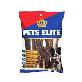 Pets Elite Biltong Sticks packaging featuring natural dog treats made in Cape Town for pet health and happiness.
