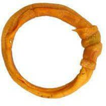 Pets Elite Natural Hide Ring Small, a hard, chemical-free chew toy for dogs, plaited for durability and long-lasting fun.