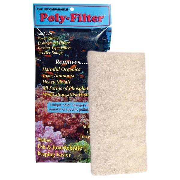 Poly-Filter water quality filter for aquariums, removing harmful substances and improving clarity in freshwater and saltwater setups.
