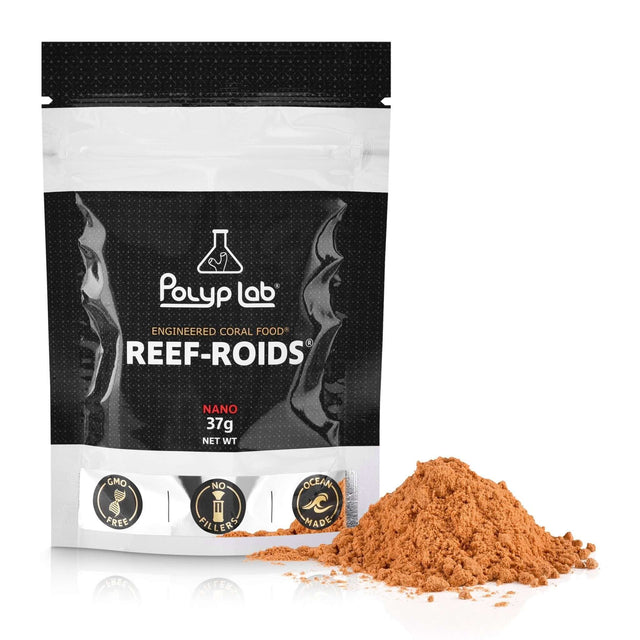 PolypLab Reef Roids coral food package with powder, designed for corals, 37g, GMO-free and ocean-made.