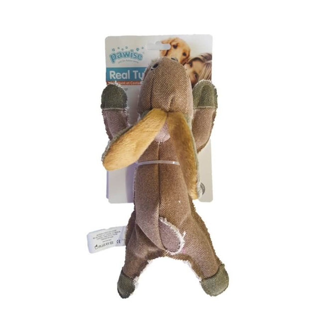 Real Tuff Rabbit Dog Toy, soft plush squeaky toy for dogs, durable and cuddly dog companion.