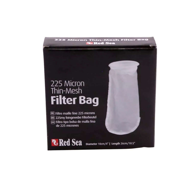 Red Sea 225 Micron Thin-Mesh Filter Bag for aquarium filtration, 26cm long, high-quality and reusable filter solution.