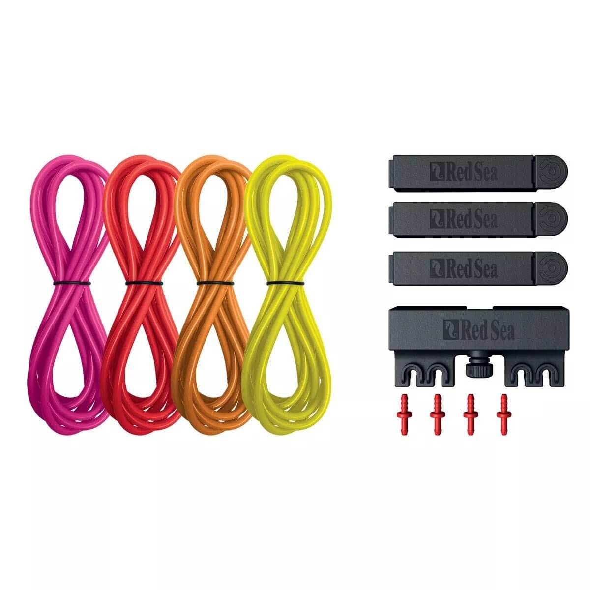 Red Sea ReefDose 4 Color Tube Kits with colorful tubes and connectors for easy dosing pump identification and use.