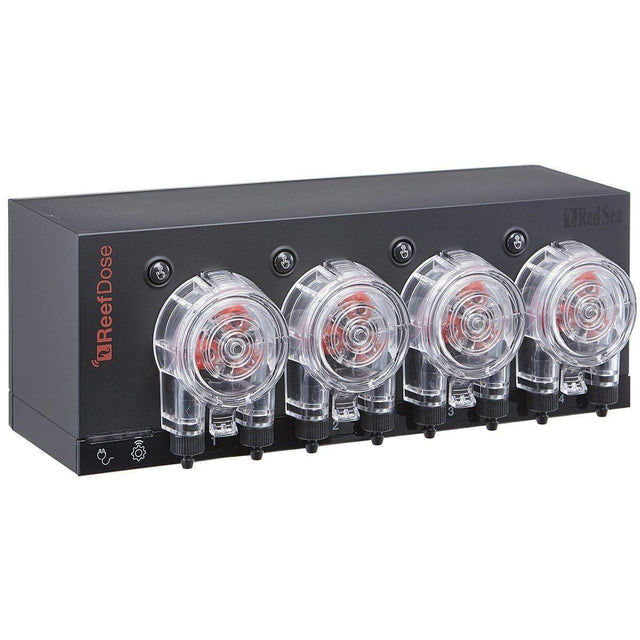 Red Sea ReefDose 4 dosing pump with four custom dosing heads for accurate aquarium dosing solutions.