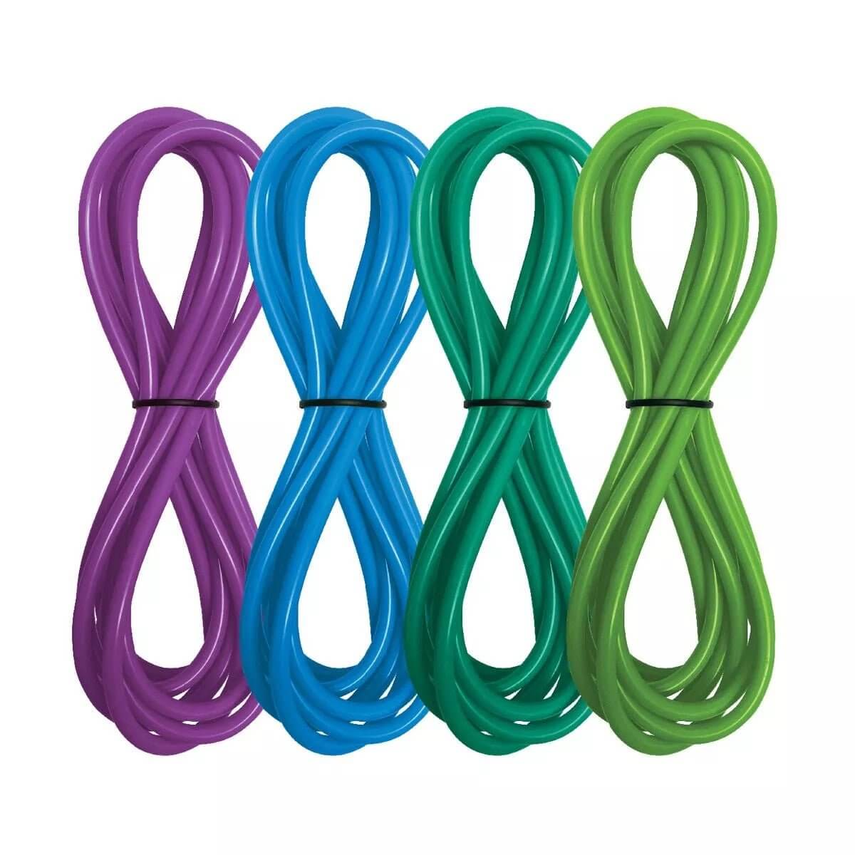 Four colored tubes in purple, blue, green, and teal for Red Sea ReefDose supplement dosing systems.